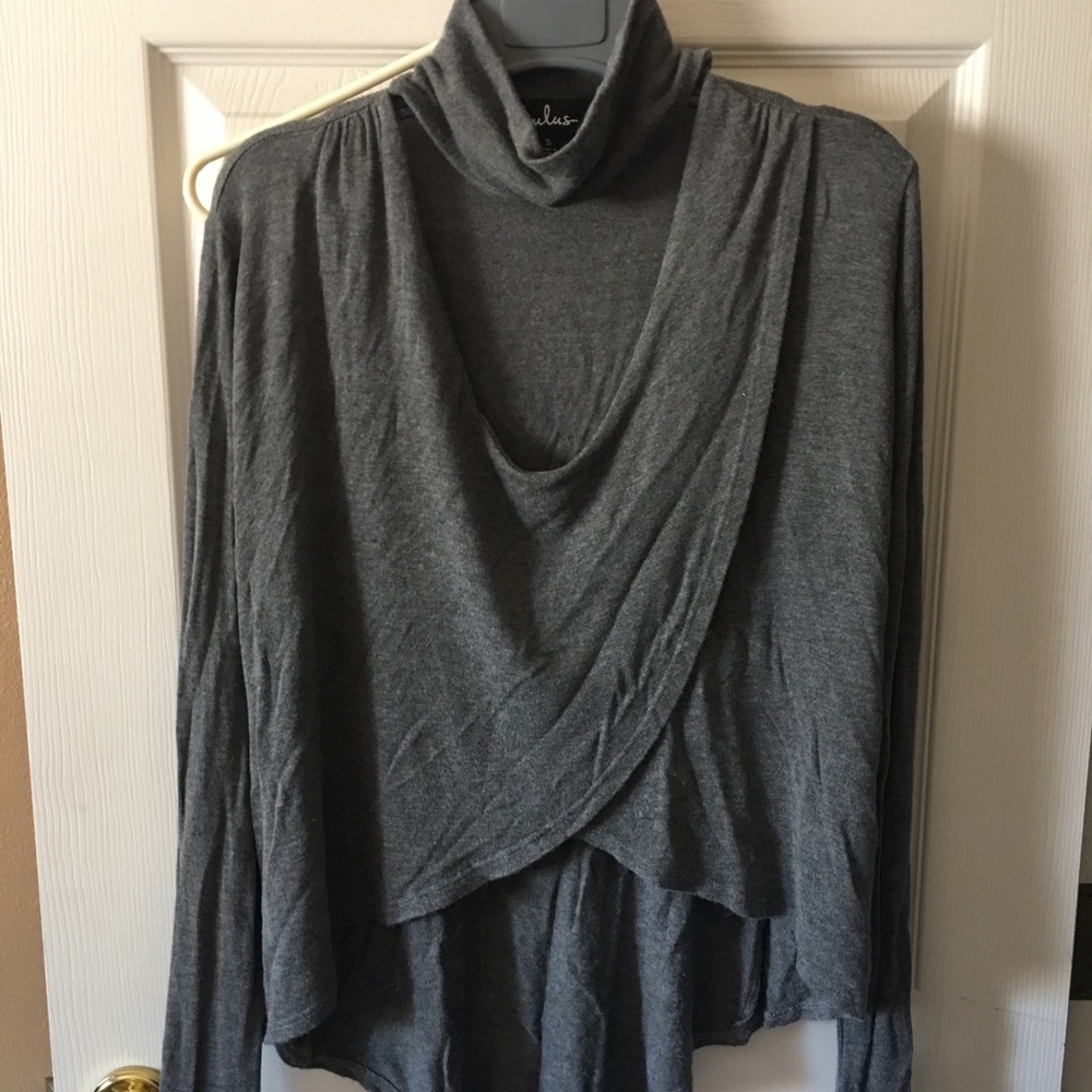 Lulu’s gray wrap turtleneck sweater S